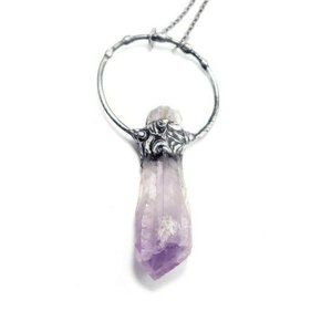 Gothic Amethyst crystal Necklace handmade ooak jewelry